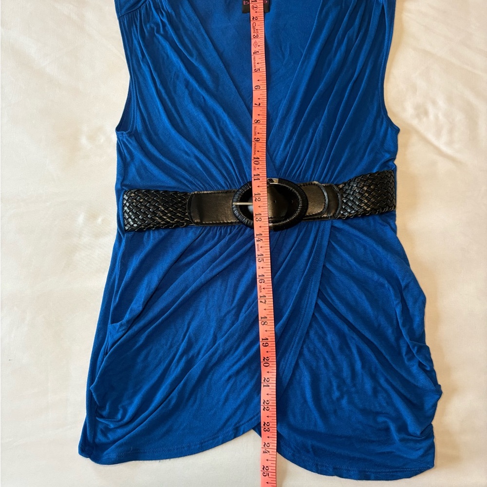 2B Bebe Y2K Cobalt Blue Sleeveless Blouse with Black Belt Size‎ M - Picture 4 of 6